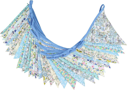 10M/32Ft Triangle Bunting Banner, 36 Pcs Cotton Fabric Flags Pennant Garlands for Birthday Party, Wedding, Baby Shower, Outdoor and Home Decorations (Colorful)