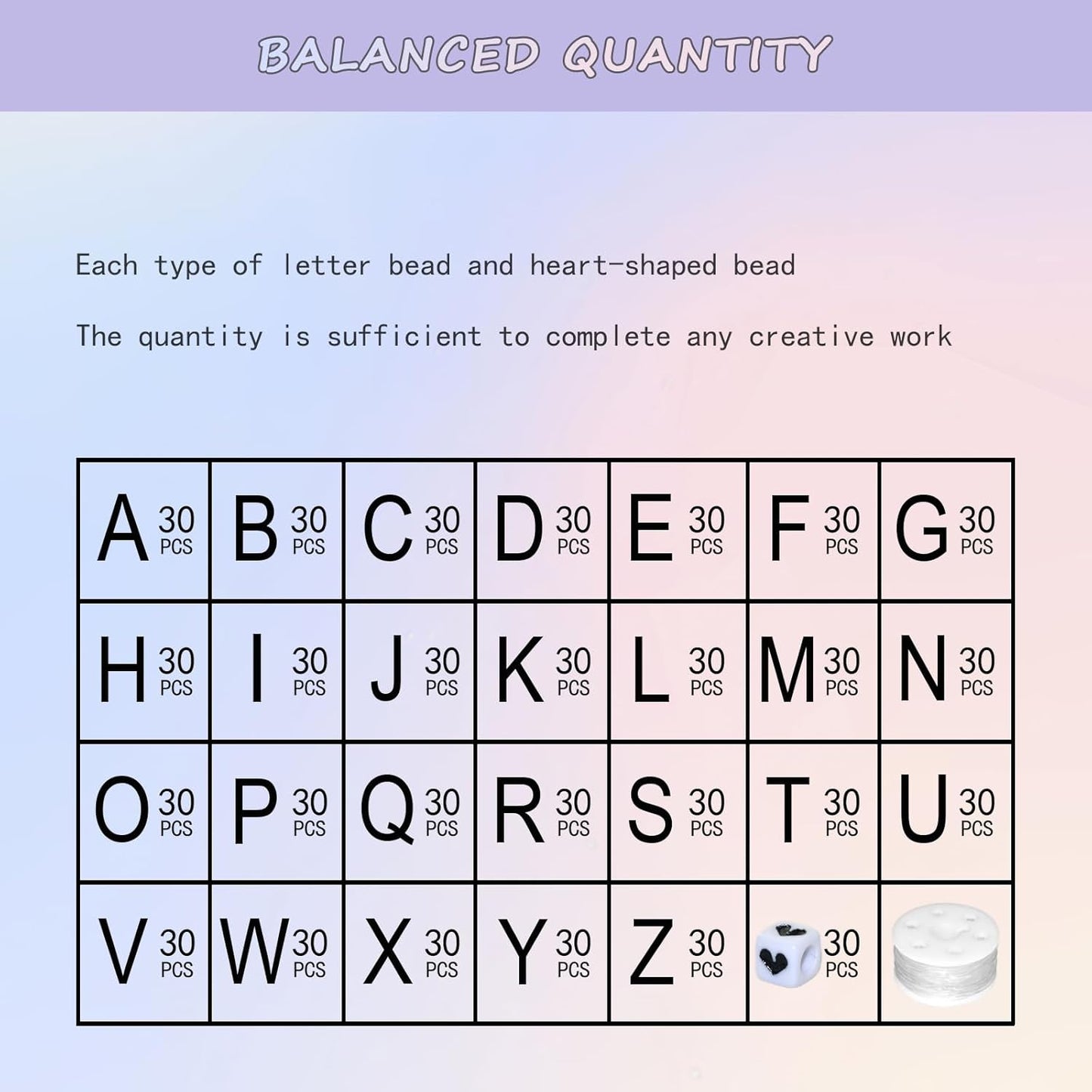 Amaney 1400pcs Glow Letter Beads, Heart Beads Whit Elastic Beading Cord,4x7mm Round Acrylic Alphabet Beads for Friend Bracelet Jewelry Making