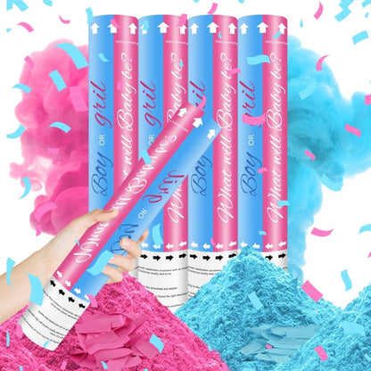 Biodegradable Pink Gender Reveal Confetti Poppers 4Pack