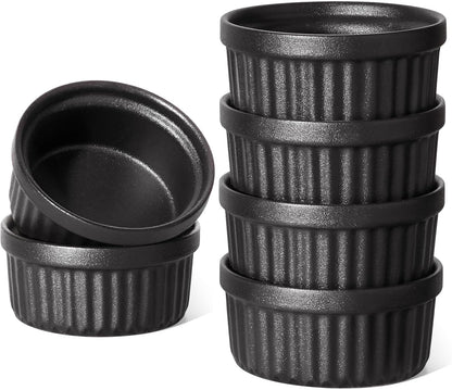 LE TAUCI Ramekins 4 OZ Oven Safe, Creme Brulee Ramekins, Pudding Custard Cups Souffle Ramiken, Dipping Sauce Dishes, Ceramic Ramekin Bowls Set of 6, White