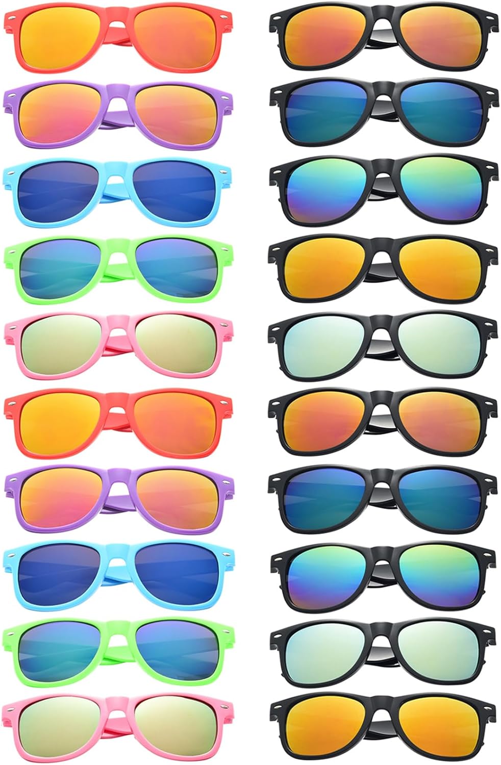 20 Pairs Bulk Sunglasses for Adult Retro 70s 90s Cheap Glasses (Black)
