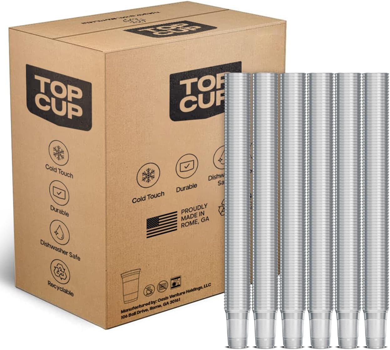 Top Cup – 16 Ounce, 30 Count, Reusable Aluminum Party Cups | Cold-Holding, Recyclable, Made in USA