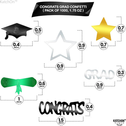 Black and Gold Grad Graduation Decorations 2026 - Pack of 1000, Congrats Grad Graduation Confetti 2026 | Grad Confetti Class of 2026 for Black and Gold 2026 Graduation Decorations, KatchOn
