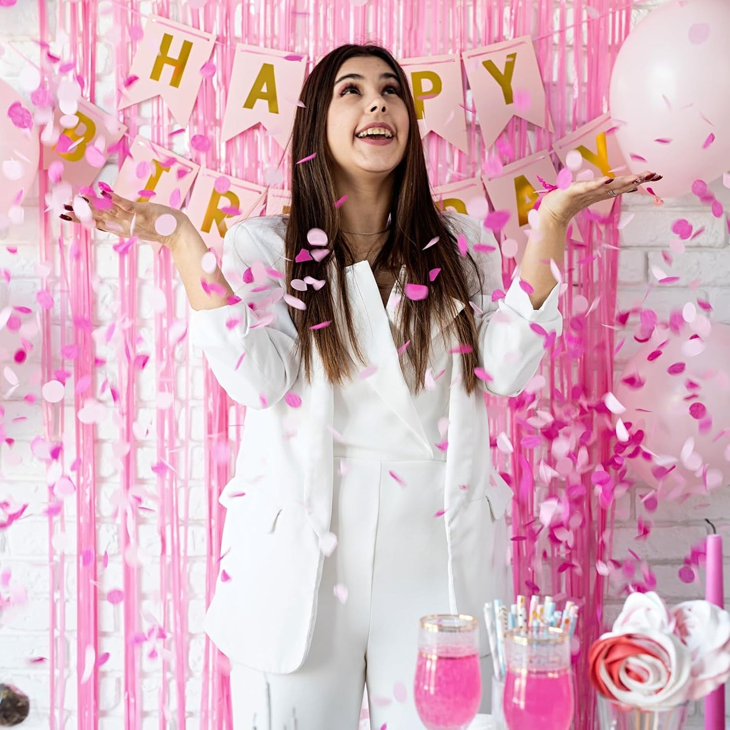 2 Pack Foil Curtain Backdrop Curtains Silver Tinsel Door Streamers Birthday Party Decorations Photo Booth Props for Disco Party Graduation Wedding Baby Shower Bachelorette Christmas Gender Reveal