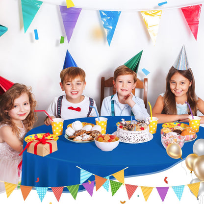 tujol Royal Blue 6 Pack Plastic Table Cloth 54" x 108", Disposable Tablecloths Rectangle Table Cover, Plastic Tablecloths for Parties