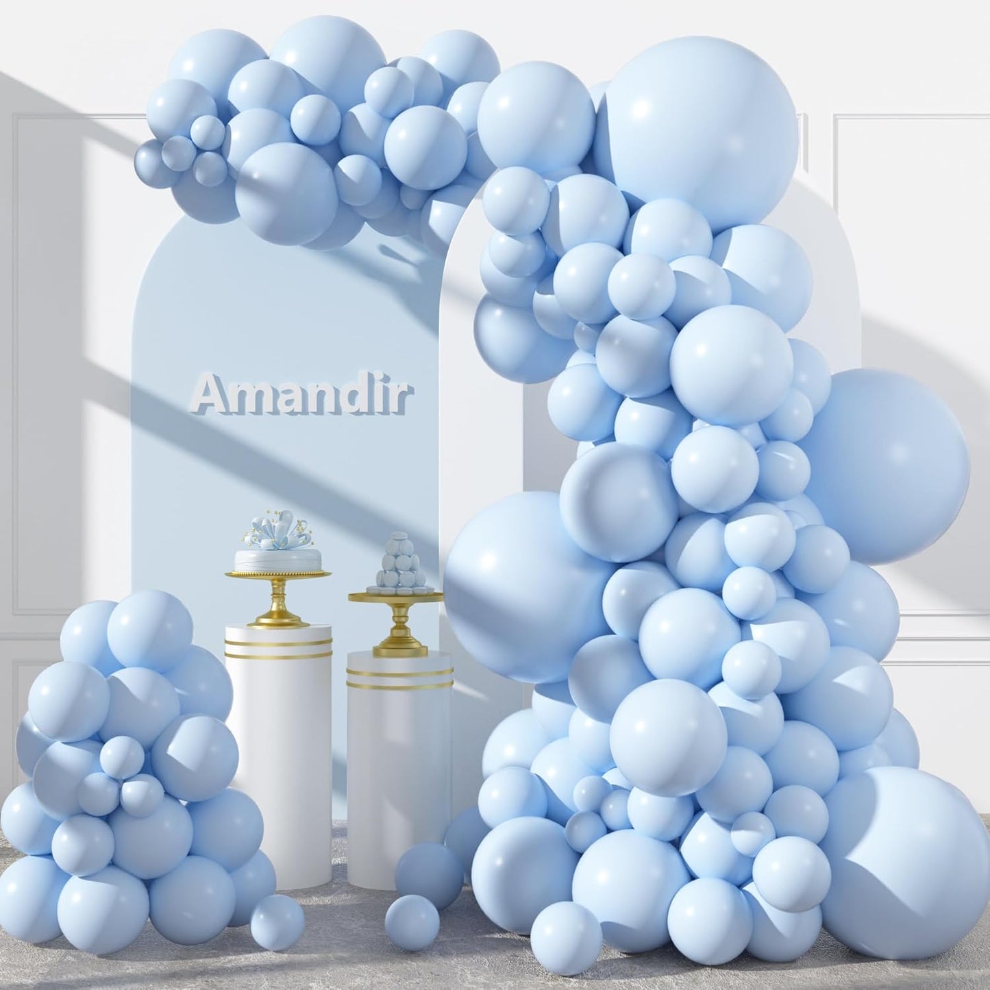 Amandir 153pcs White Sand Balloons Arch Garland Kit Different Sizes 18 12 10 5 Inch Cream Beige Sand White Latex Balloon for Birthday Boho Neutral Baby Shower Wedding Anniversary Party Decorations