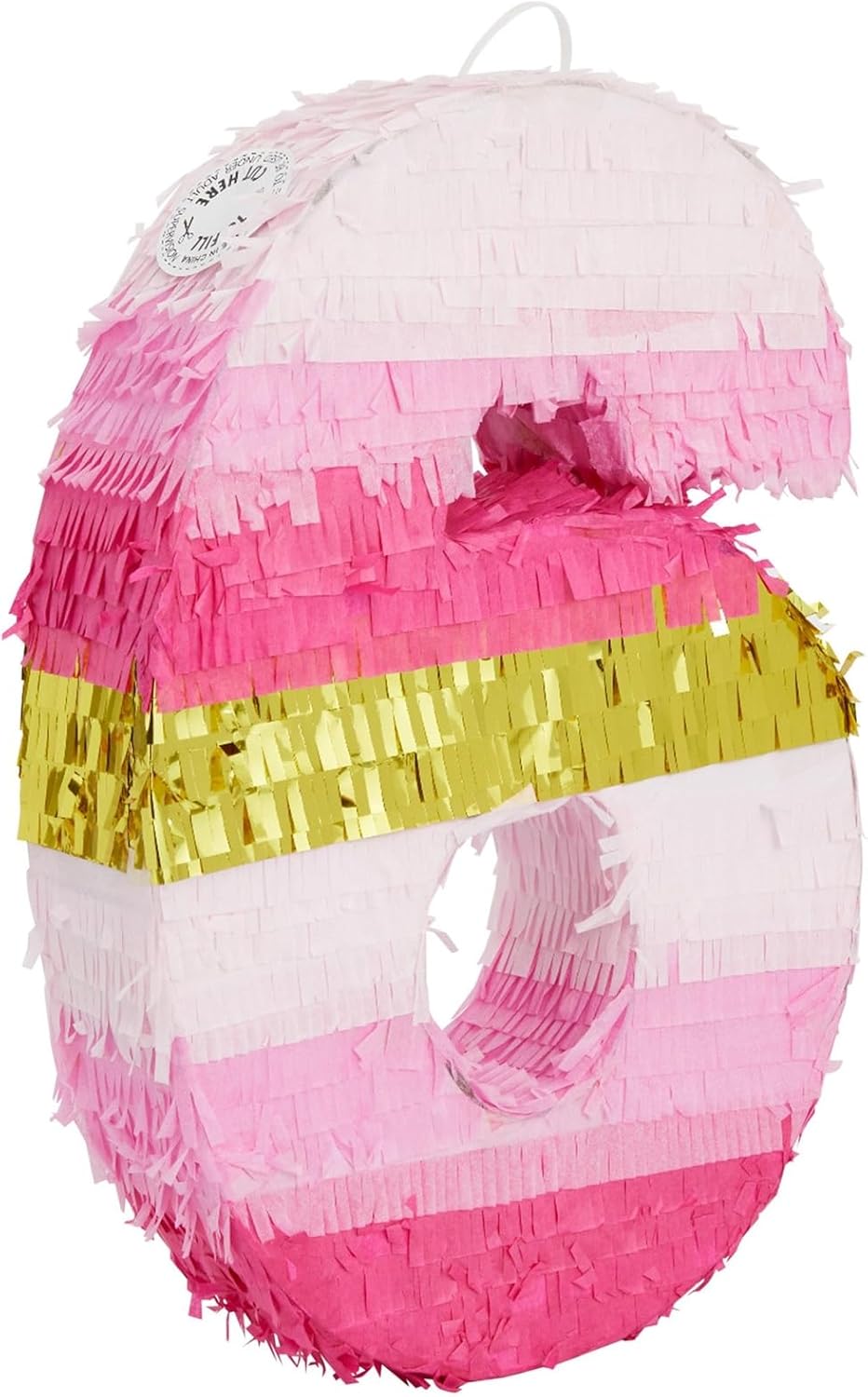 Number 5 Pinata, Pink and Gold Foil for Girls 5th Birthday Party Decorations (Small, 16.5 x 11.6 x 3 In)