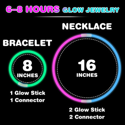 YixangDD 86 PCS Ultra Bright Glow Sticks, 8 Inch Glow Sticks Bulk Party Pack, Light Up Sticks for Glow Bracelets, Necklaces, Concerts, Christmas, Party Supplies with 86 Connectors