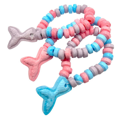 Mermaid Candy - 24 Mermaid Tail Shaped Candy Bracelets Individually Wrapped Bulk - Great for Mermaid Party Candy Favors - Little Mermaid Birthday Goodie Bags for Kids - Pinata Fillers