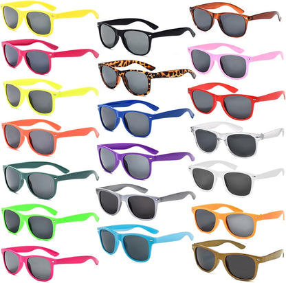 20 Pairs Bulk Sunglasses for Adult Retro 70s 90s Cheap Glasses (Black)