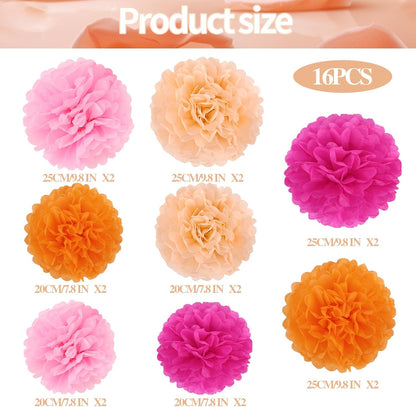 BestoFun 16 PCS Sage Green Party Decorations Tissue Paper Flowers Christmas Party Decors Hanging Pom Poms Decorations for Xmas New Year Winter Holiday Decorations