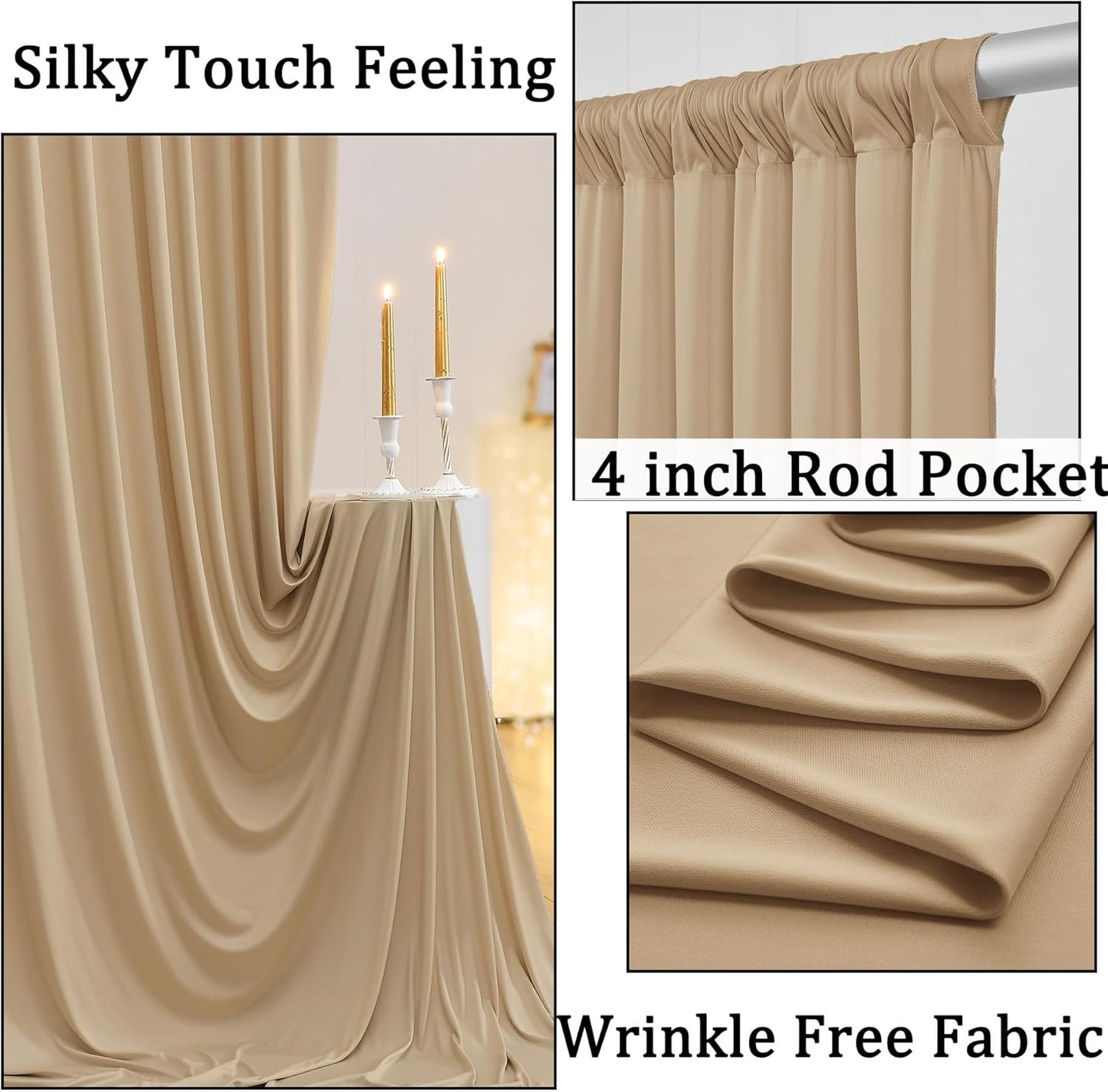 10ftx10ft Black Backdrop Curtains for Weddings Parties, Wrinkle Free 2 Panels Silky Polyester Photo Backdrop Drapes Back Drop Cloth Drapery for Birthday Mother'sDay Photography Background