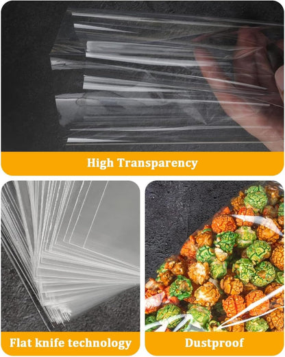 Labeol 200pcs Cellophane Bags 5x11 Treat Bags with Ties Clear Gift Candy Cookie for Packaging Party Favor Halloween Christmas Gift Wrapping