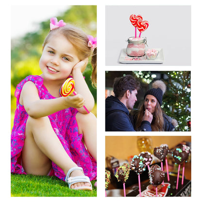 BEFORYOU 6 Inch Cake Pop Sticks Set Pack of 300, Each of 100 Pieces Parcel Bags, Colorful Treat Sticks, Colorful Metallic Wire for Lollipops Candies Chocolates and Cookies