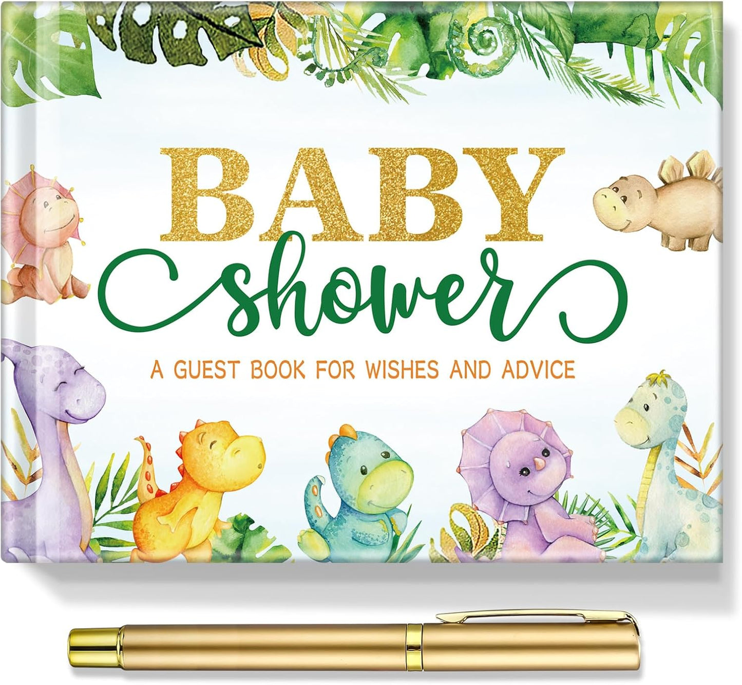 Fuyoooo 27 Pcs Safari Animal Baby Shower Guest Book Set Baby Shower Sign in Guest Floral Book Place Table Cards with Gold Pen Adhesive Photo Corner for Birthday Party