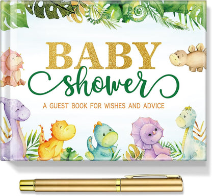 Fuyoooo 27 Pcs Safari Animal Baby Shower Guest Book Set Baby Shower Sign in Guest Floral Book Place Table Cards with Gold Pen Adhesive Photo Corner for Birthday Party