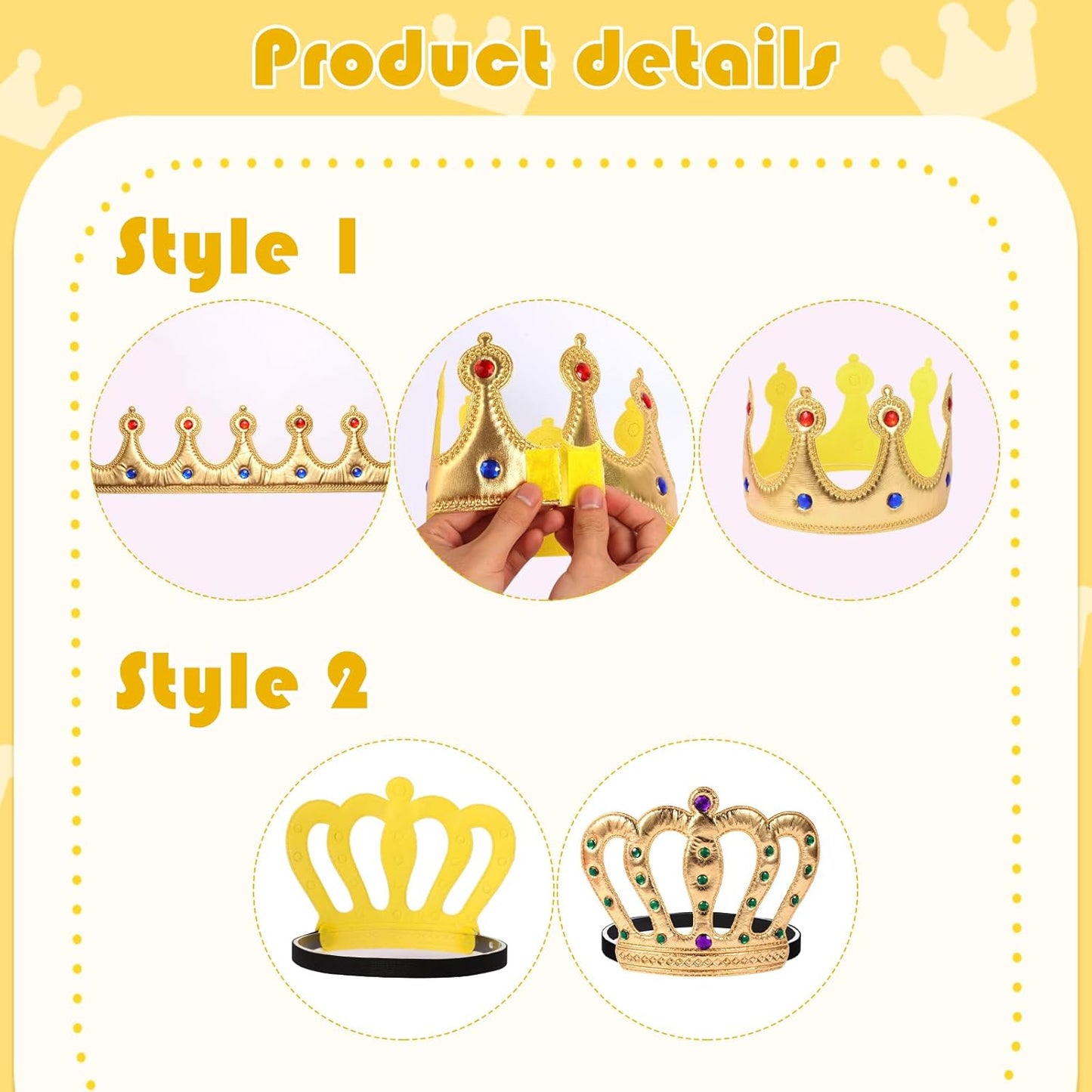 12pcs Party Gift Crown Glasses Adjustable King Crown Hat Crown Sunglasses Crown funny glasses for Party Photo Props Kids Party King Queen Prince Princess Costume Accessories Dress-Up Supplies