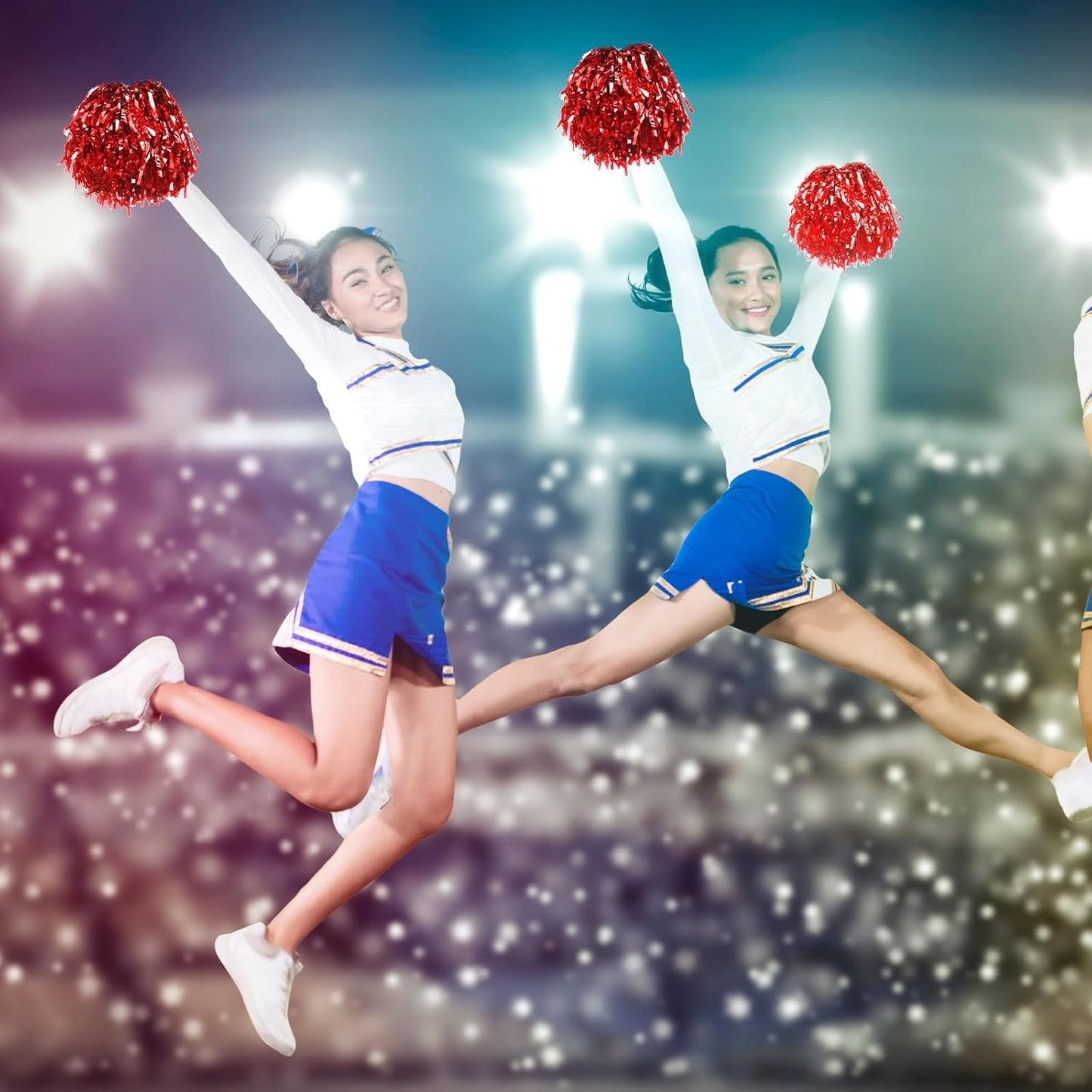 Yunsailing 96 Pcs Homecoming Noisemakers Team Spirit Accessories for Game Day Include Hand Clappers Cheerleading Pom Pom Thunder Stick Cheer Party Blower Plastic Whistle for Sport Fans(Gold)