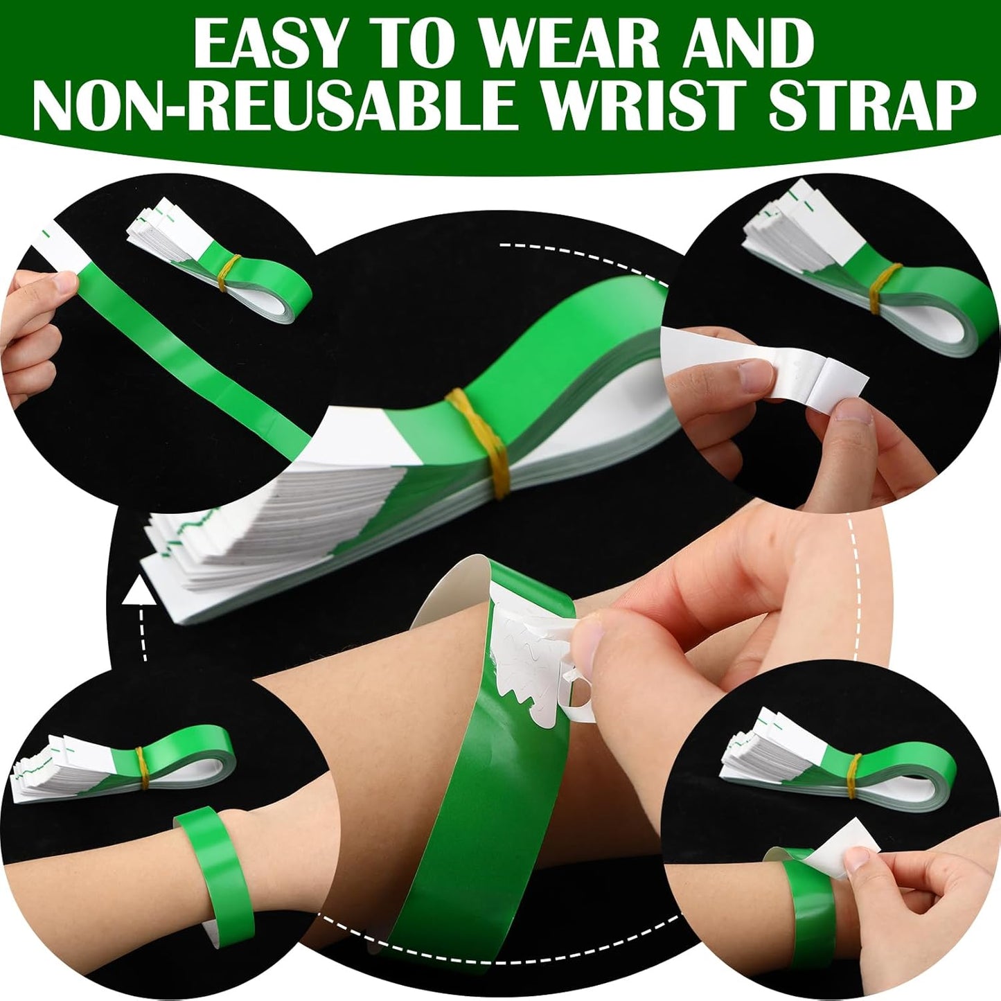 Tudomro 1200 Pack Plastic Paper Wristbands for Events Neon Party Wrist Bands Colored Waterproof Concert Identification Hand Bands Lightweight Adhesive Wristband(Yellow, Green, Blue, Red, Purple, Pink)