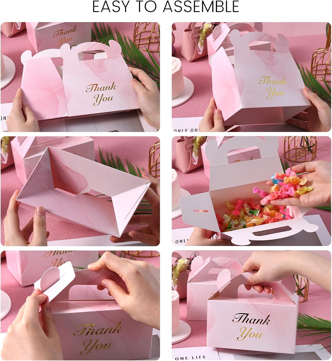 VGOODALL 16PCS Gable Treat Boxes Goodie Bags, 6x3.5x3.5inch Colorful Paper Gift Boxes for Kids Snacks, Candy, Toys, Birthday Party, Wedding