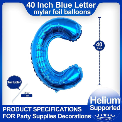 40 Inch Blue Letter A Balloons, DIY Phrase Foil Alphabet Letter A Balloons DIY Word A Banner for Birthday Anniversary Celebration Graduation Party Supplies Decoration