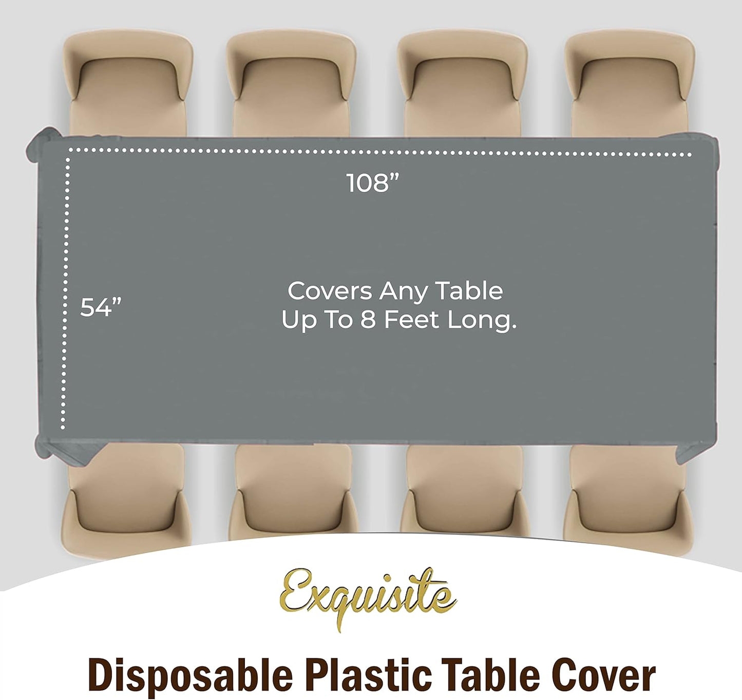 Exquisite Party Solids 6-Pack Premium Plastic Tablecloth 54in. x 108in. Rectangle Plastic Table Cover - Navy
