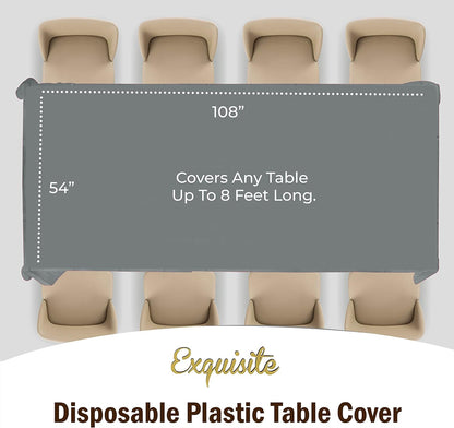 Exquisite Party Solids 6-Pack Premium Plastic Tablecloth 54in. x 108in. Rectangle Plastic Table Cover - Navy