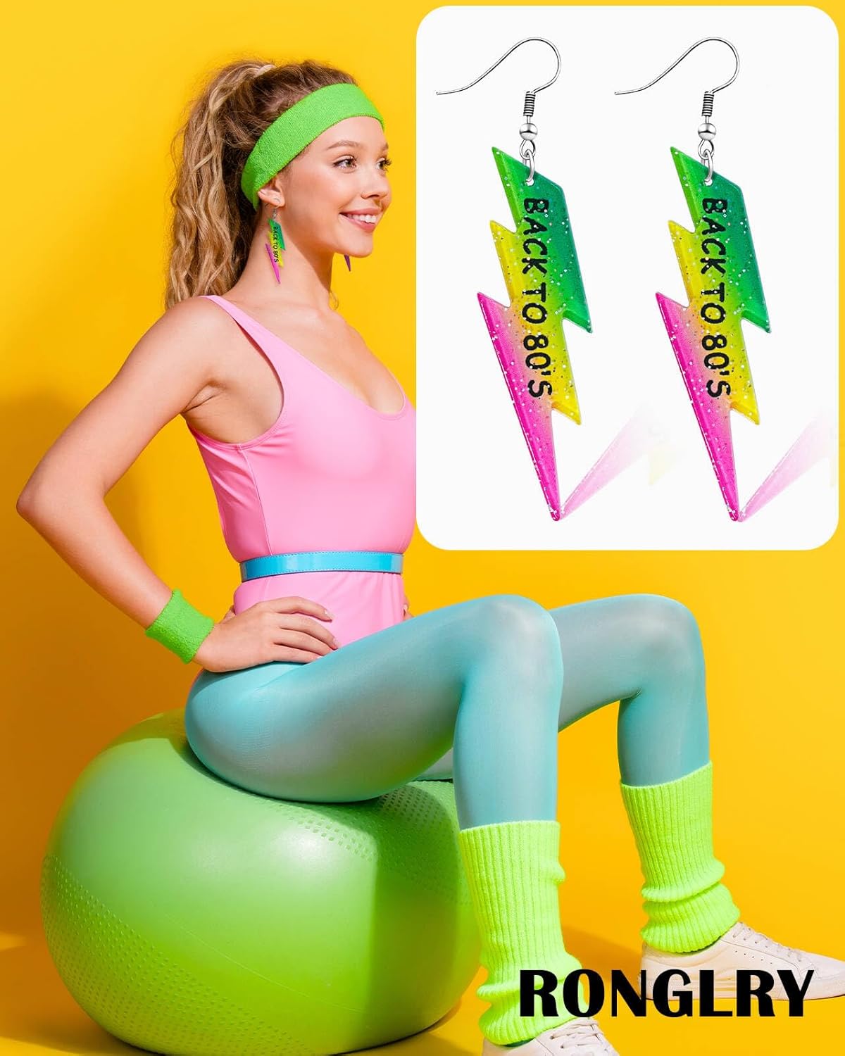 80s 90s Earrings for Women Colorful Lightning Acrylic Drop Earrings Neon Earrings Bulk for 80's 90's Outfit Glow Party Halloween 80s Accessories Jewelry