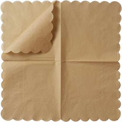 100 Pack Cocktail Napkin 2-Ply Scalloped Edged Dessert Napkins Folded 5 x 5 Inches Disposable Napkins for Dinner Wedding Birthday Party Bridal Anniversary Reception Event (Pink)