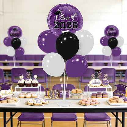 Graduation Decorations - 4 Set Balloon Stands, Class of 2026 Congrats Grad Table Centerpieces for Graduation Party Supplies(Gold& Black)