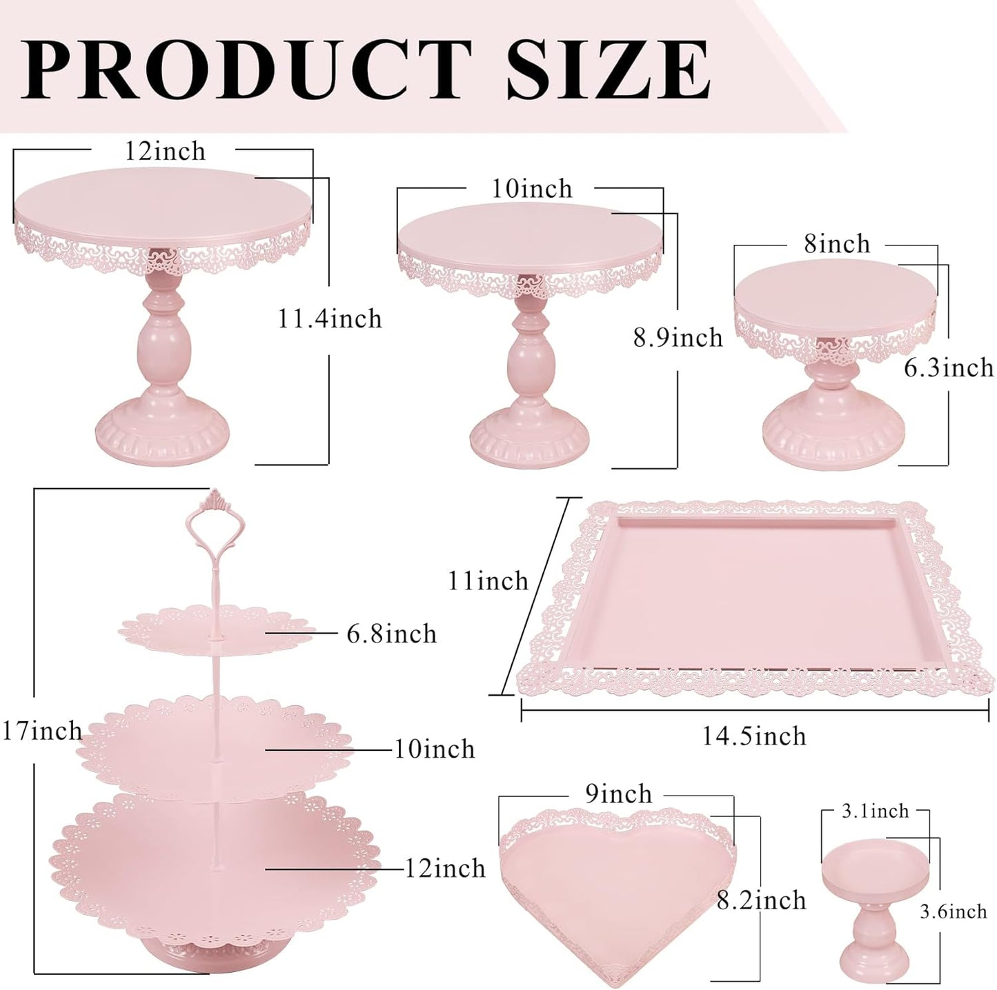 Set of 9 Cake Stands Metal Cupcake Stand Set Multiple Styles Candy Fruit Display Tower Dessert Plate Cake Serving Tray for Birthday Party Wedding Anniversary Baby Shower Engagement (Gold)