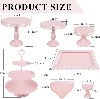 Set of 9 Cake Stands Metal Cupcake Stand Set Multiple Styles Candy Fruit Display Tower Dessert Plate Cake Serving Tray for Birthday Party Wedding Anniversary Baby Shower Engagement (Gold)