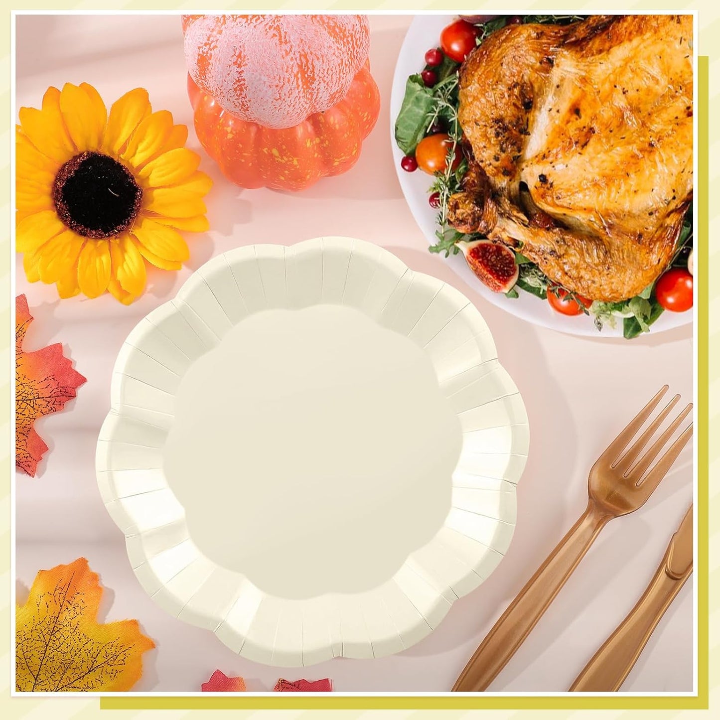 NatNarr 30 Pcs Sage Green Paper Plates, 7 Inch Scalloped Paper Plates Small Dessert Cake Plate Cute Party Plate Disposable Sage Greens Party Supplies for Wedding, Baby Bridal Shower, Birthday