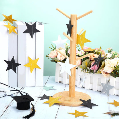 Patelai Glitter Star Garland Banner 2026 Graduation Decor 130 Feet Star Hanging Banner Twinkle Backdrop for Party Birthday Classroom Wedding Supplies(Gold)