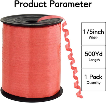 BEISHIDA 500 Yards Red Ribbon Crimped Curling, Balloon String Shiny Metallic Roll for Gift Wrapping Ribbon for Birthday Valentines Day Wedding Mother's Day Party Decorations