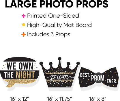 Big Dot of Happiness Prom - Photo Booth Props Kit, Dance Decorations, Photography Accessories, Party Decor- 20 Piece set