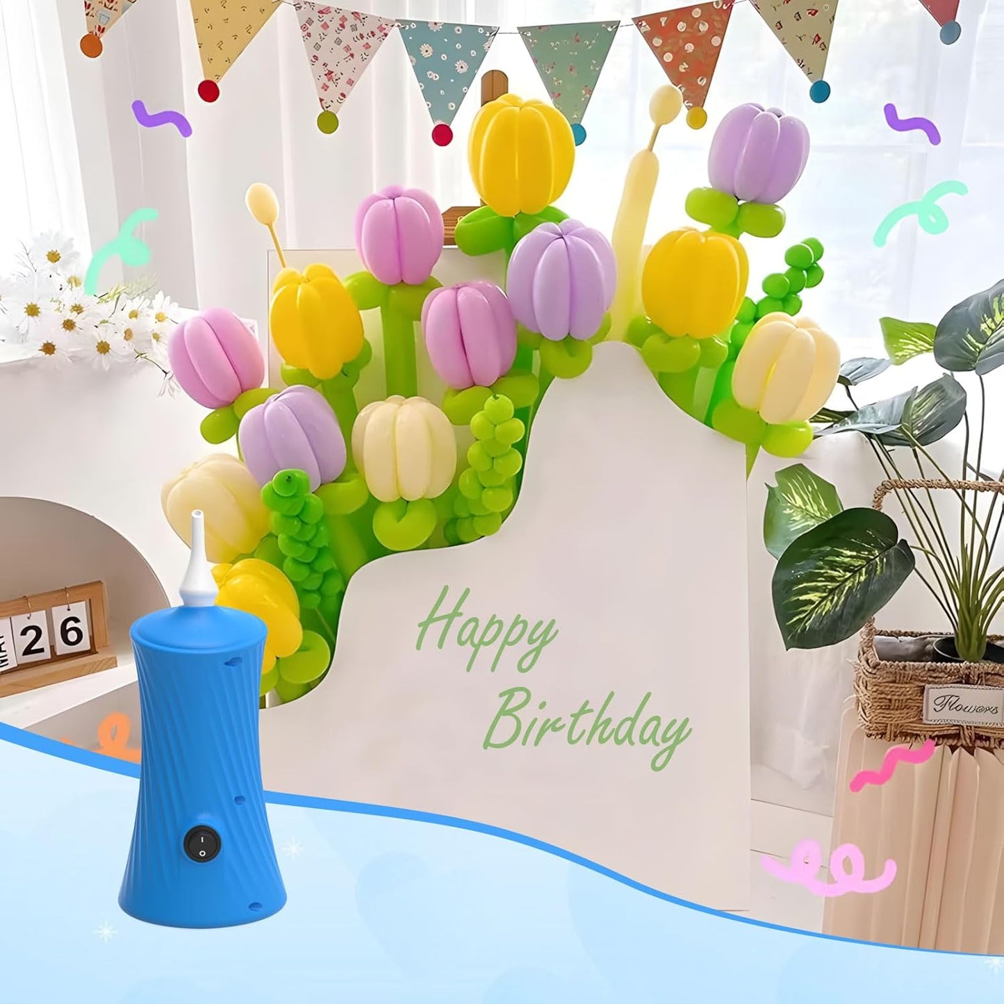 206 Balloon Pump Electric Air Pump for Long Balloon Inflator Blower for Foil Twisty Animal Balloons for Birthday Party Celebration Balloons Decorations