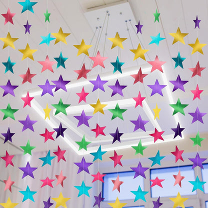 Spakon 65 Feet Glitter Star Paper Garland Banner Hanging Decoration Star Streamers Double Side 2026 Graduation Decorations for Wedding Birthday Festival New Year Party Decoration (Gold)