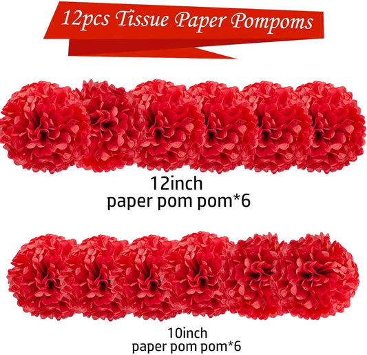Sage Green Tissue Paper Pom Poms Flowers Balls 12 Pcs are Perfect for Party Celebrations or Any Green-Themed Event Decoration