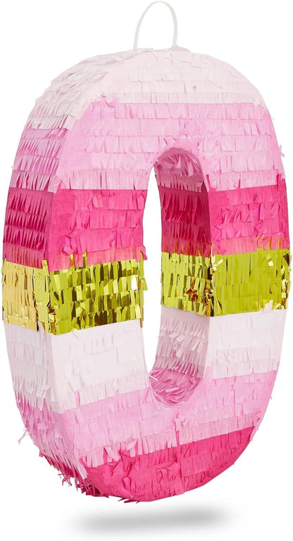 Number 5 Pinata, Pink and Gold Foil for Girls 5th Birthday Party Decorations (Small, 16.5 x 11.6 x 3 In)