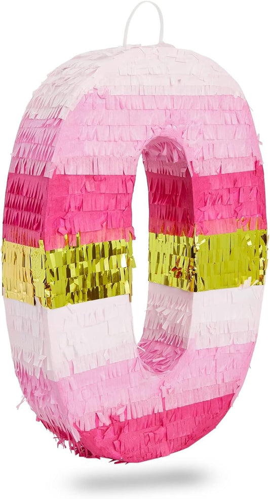 Number 5 Pinata, Pink and Gold Foil for Girls 5th Birthday Party Decorations (Small, 16.5 x 11.6 x 3 In)