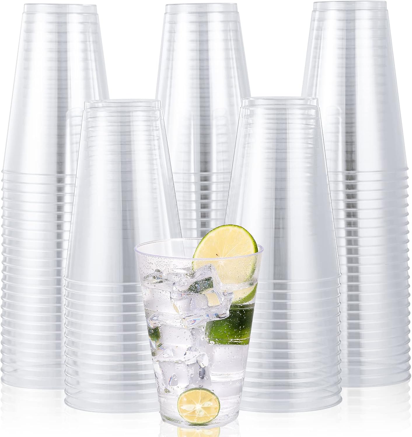 JOLLY CHEF 100 Pack 12 oz Gold Plastic Cups, Disposable Gold Cups, Heavy-duty Party Glasses for Wedding, Thanksgiving, Christmas Parties