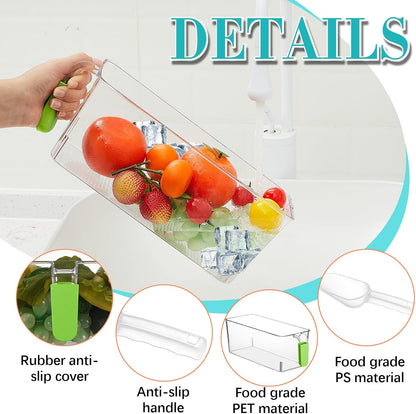 Havawish Ice Storage Bin and Flexible Scoop Set Plastic Freezer Bin with Pull Out Handle Storage Bucket Clear for Container with Scoop(Grey,10.83 x 4.92 x 4.33 in,Classic)