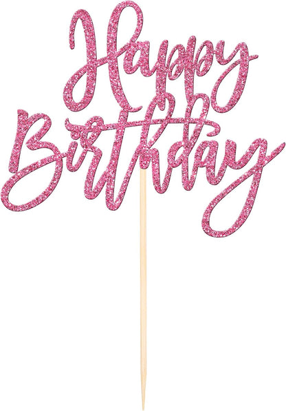 ZHUOWEISM 1 PCS Gold Happy Birthday & Anniversary Cake Topper