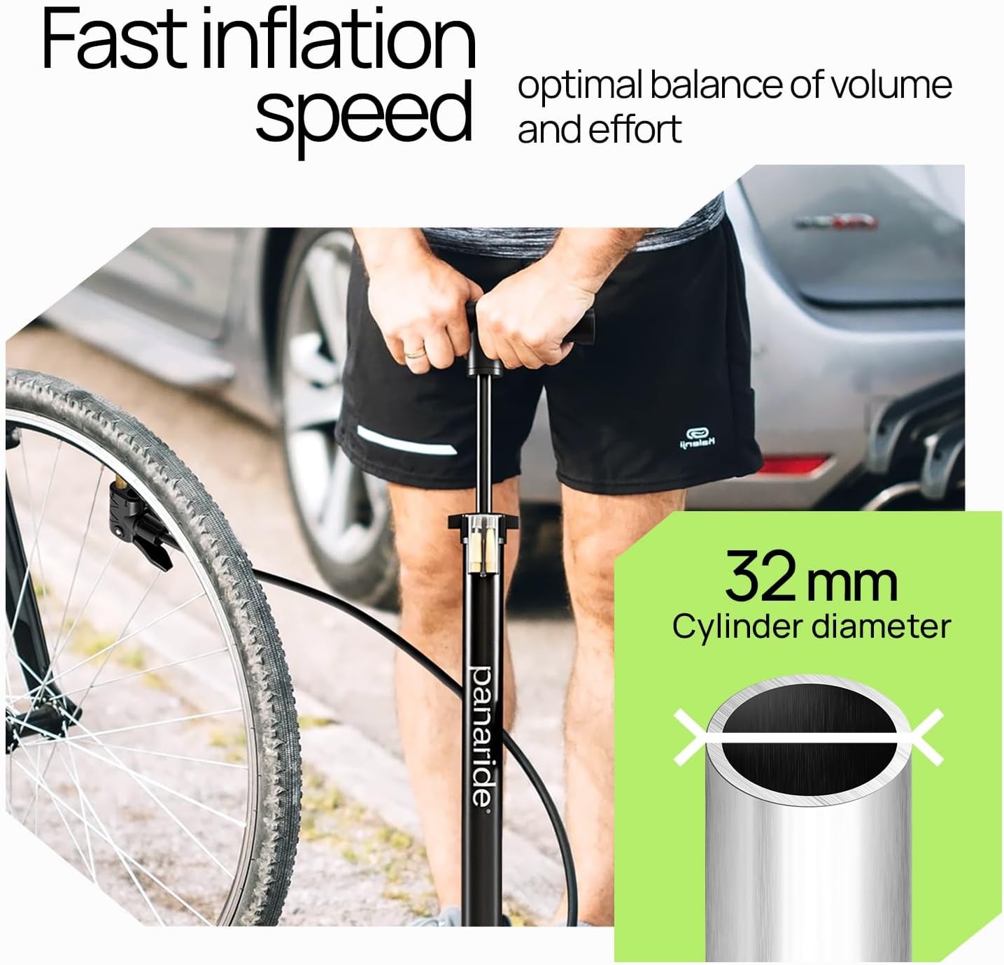 Bike Pump Floor, Advanced Bike Tire Inflator, Bicycle Hand Air Pump with Dual Presta and Schrader Valves, Handheld Pump, Suitable for Road and Mountain Bikes, Baby Stroller, Balls