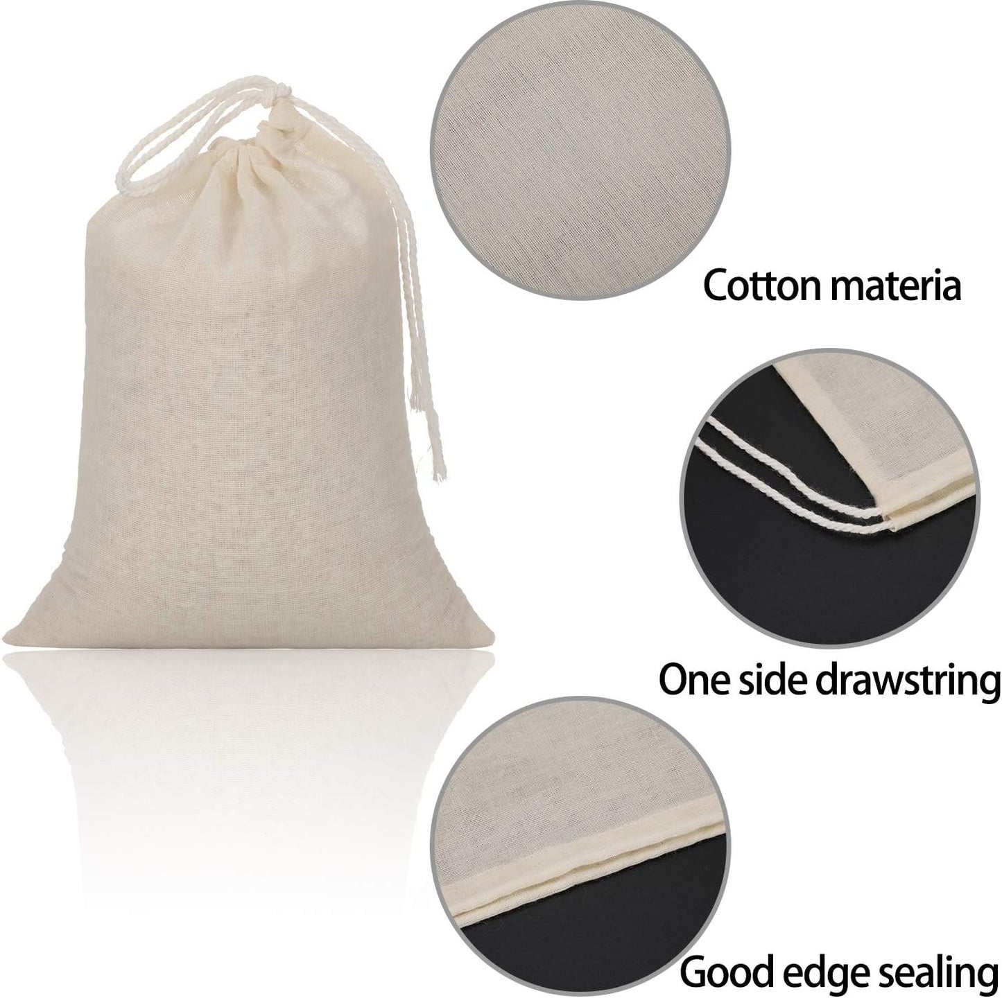 Tatuo 50 Pieces 4 x 6 Inches Muslin Cotton Drawstring Bags Canvas Linen Sachet Bag Reusable Empty Gift Pouch for Party Home Supplies