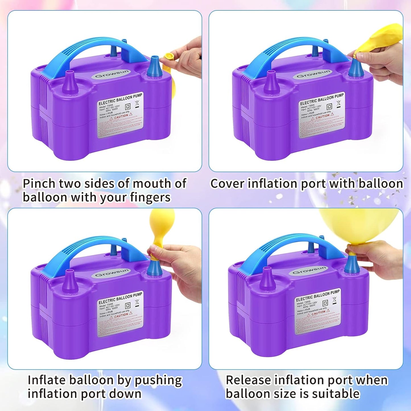 Growsun Balloon Pump Electric 110V 600W Balloon Garland Arch Kit Air Blower Inflator for Party Balloons Decoration Baby Shower Tape Strip Include