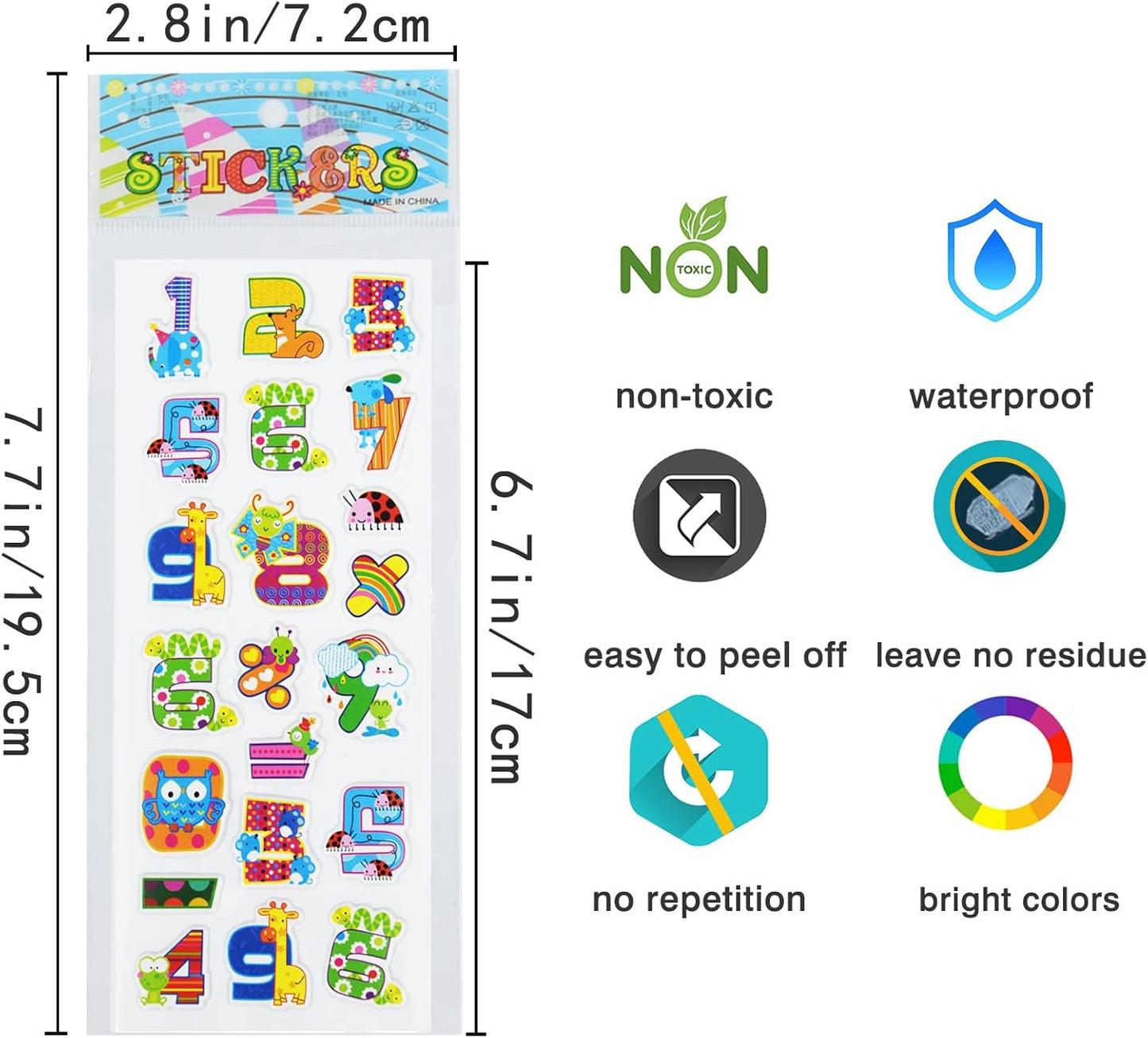 24 Sheets(500+) 3D Puffy Stickers for Toddlers Kids, Bulk Preschool Sticker Sheets for Reward, Craft, Scrapbooking Including Animal, Fruits, Dinosaurs, Fish and More