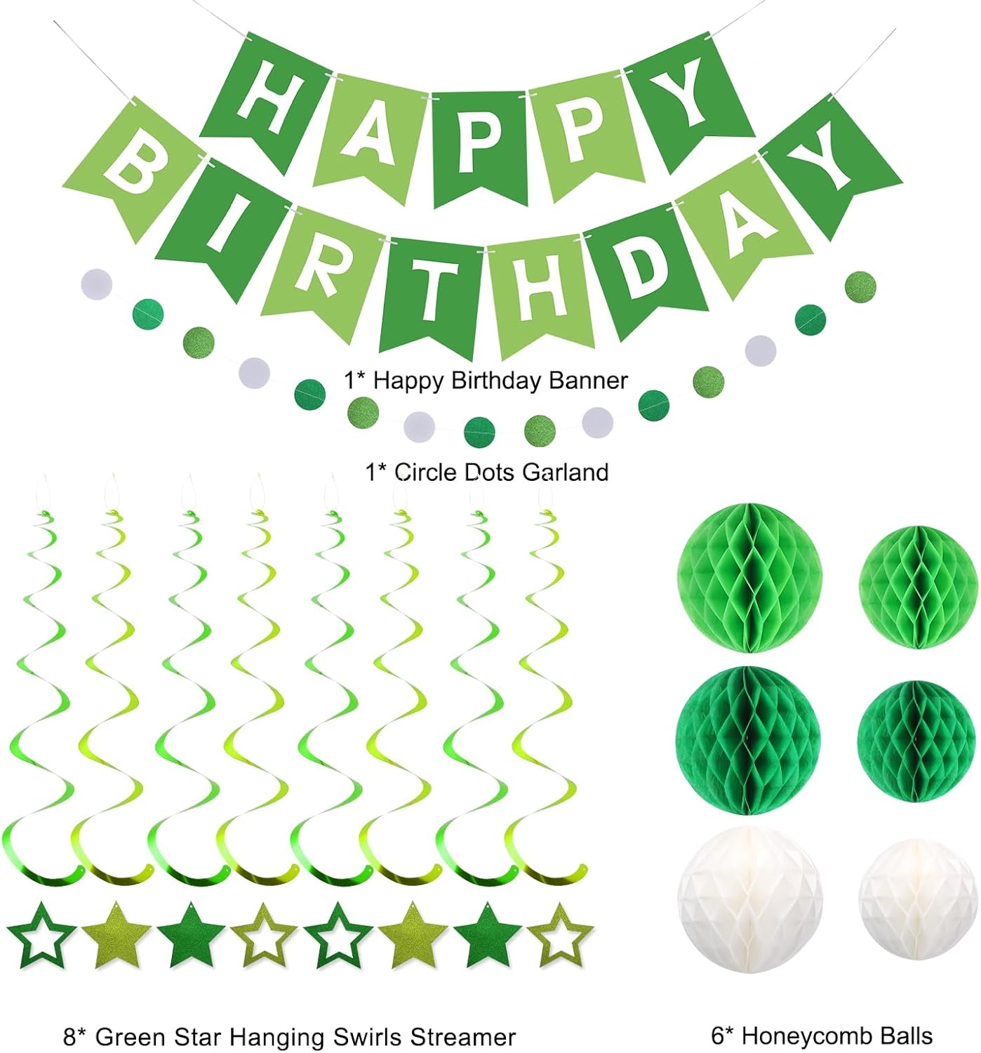 meowtastic Birthday Decorations, Happy Birthday Banner with Honeycomb Balls, Stars Hanging Swirl Streamers, Circle Dots Garland, Happy Birthday Party Decorations for Women Men Boys Girls (Blue)