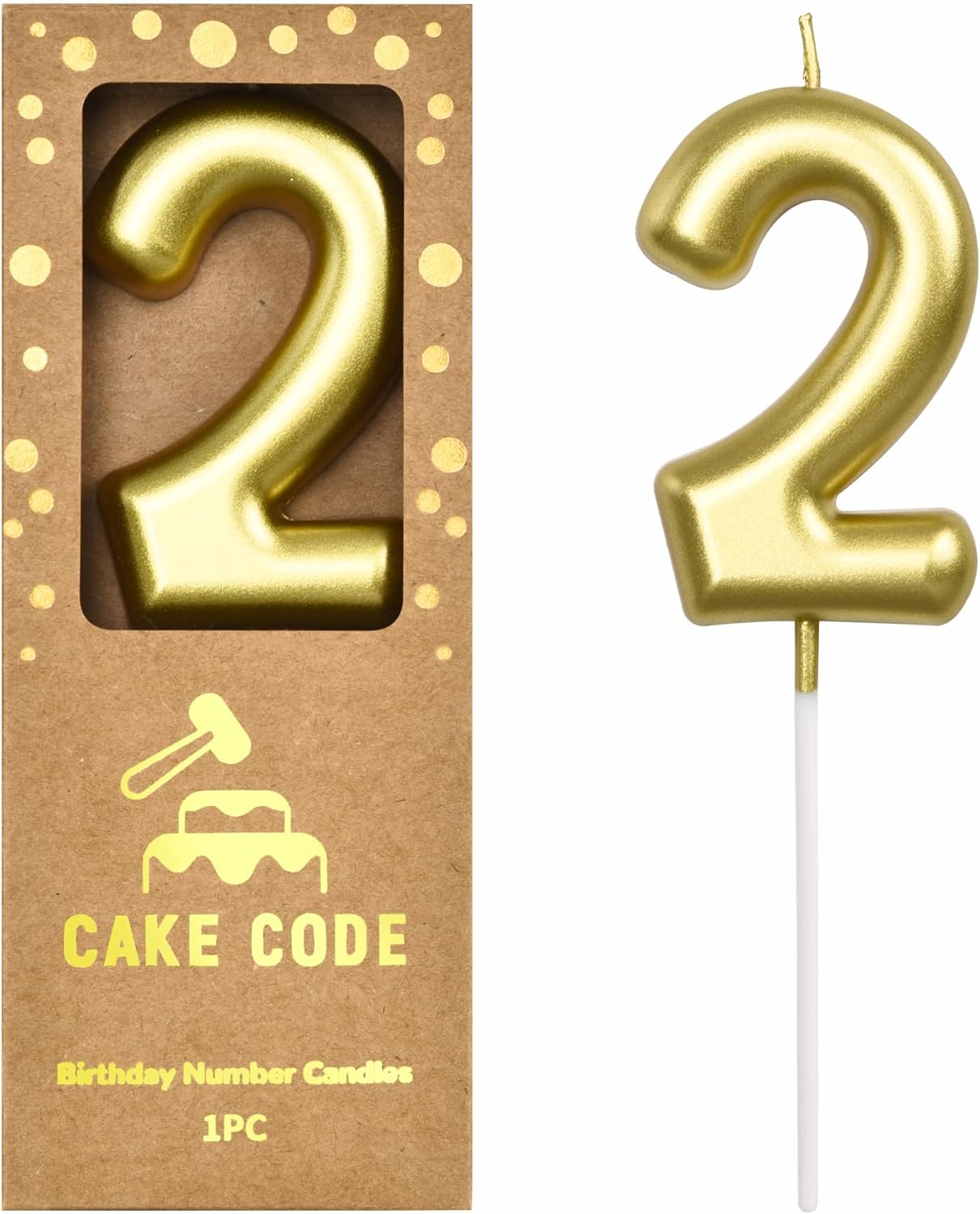 2.76 Inch Classical Gold 5 Number Birthday Candles, Gold Number Candles, Cake Number Candles, Party Celebration